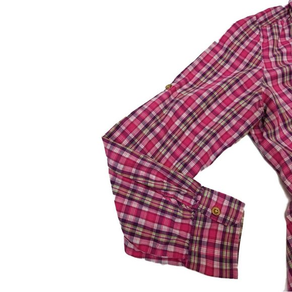 COOGI Pink Plaid Tartan Button Down Shirt Top XL - Picture 3 of 5
